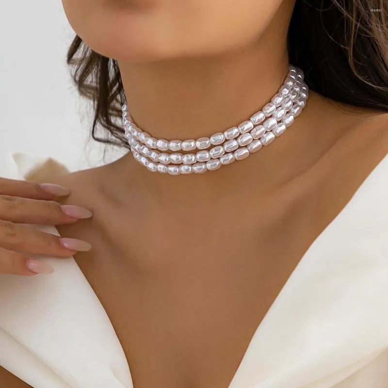 Choker Boho Słodki Imitacja Pearl z koralikami Naszyjnik kobiet w 2023 r. Romantyczny prezent biżuterii weselnej