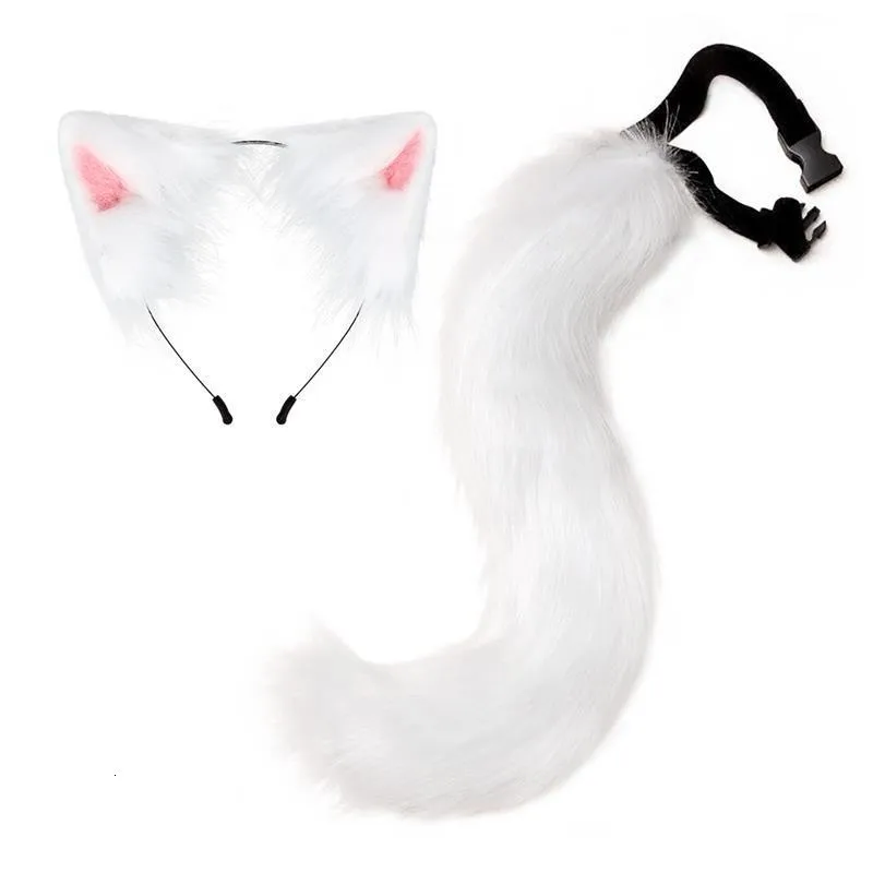 Hair Rubber Bands Wolf Ears Tail Adjustable Belt Furry Animal Headband Cosplay Props Carnival Fancy Party Dress Halloween Costume Accessories 230512
