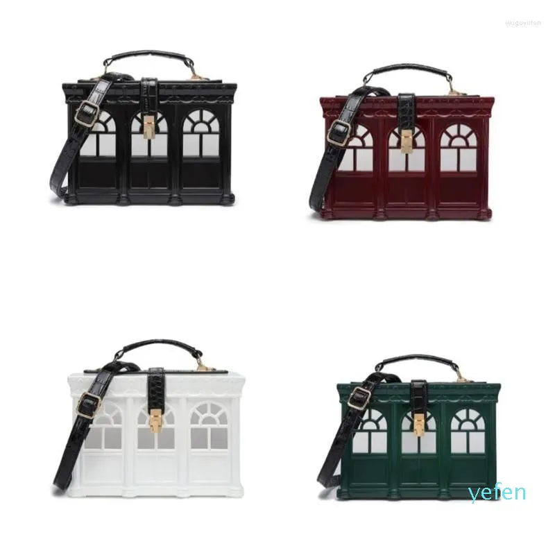 Borse da sera Borsa a tracolla con pochette a forma di casa in acrilico vintage da donna