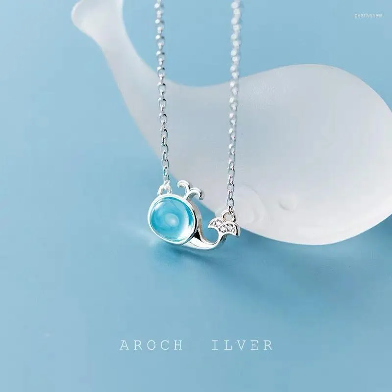 Ketten S925 Silber Halskette mit kleinen niedlichen Zirkon Blauwal kurz für Mode süße Dame Geschenke GroßhandelKetten