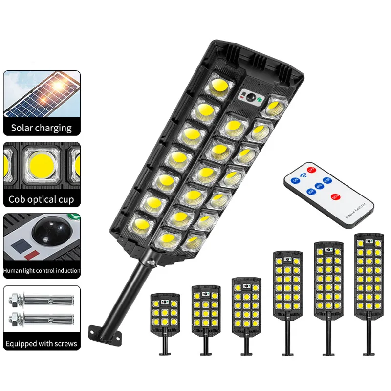 20000LM Réverbère Solaire Super Lumineux Extérieur 520 LED Capteur de Mouvement Solaire et Télécommande LED Projecteur pour Jardin Rue