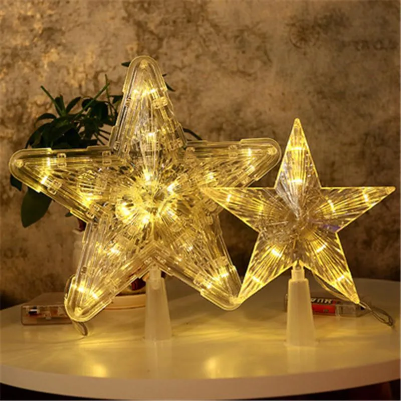 Decorazioni natalizie Battery Power Star Night Light Lampada a cinque punte Tree Top per la festa di Natale Wedding Fairy Room Decorazione ghirlanda all'aperto