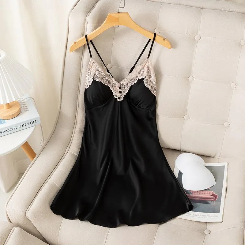 Nighty Lingerie: Womens Lightweight Silk Touch Deep V Neck Slip