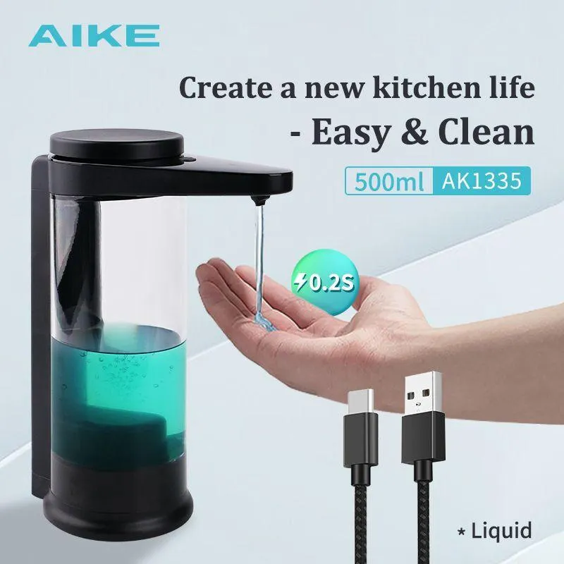 Accessories AIKE Automatic Liquid Soap Dispenser For Kitchen Soap Detergent Dispenser For Dishes Washing USB Rechargeable Sensor Dispenser