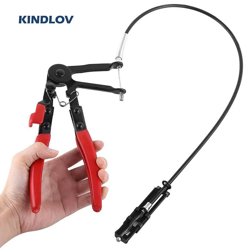 Screwdrivers KINDLOV Cable Type Flexible Wire Long Reach Hose Clamp Pliers Car Repair Crimping Hose Multitool For Auto Vehicle Hand Tools