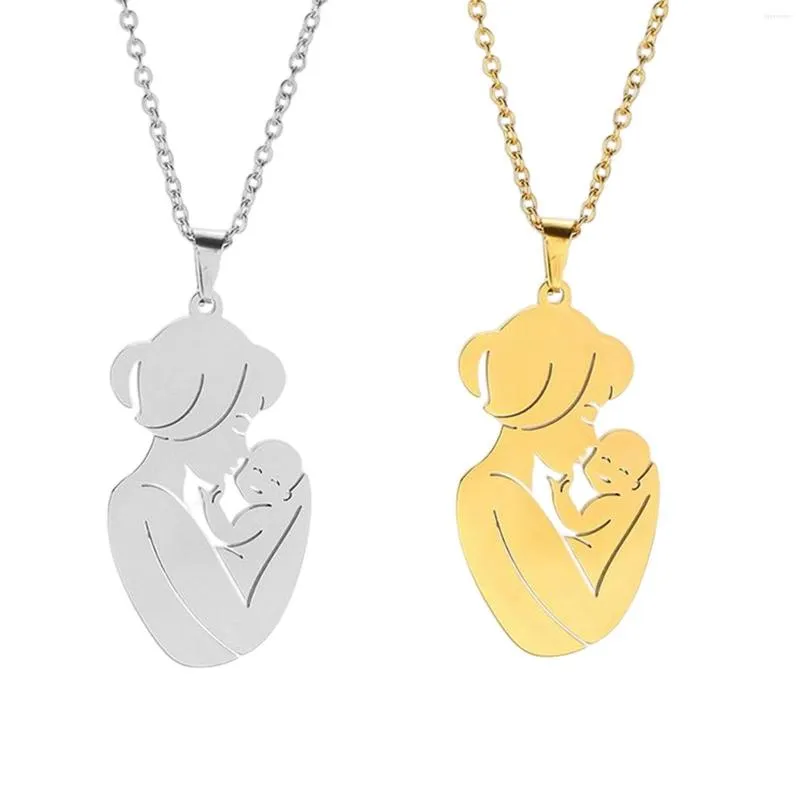 Mom And Baby Couple Name Pendant Gold Trendy Statement Chain For