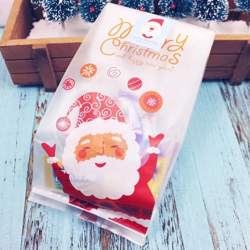 Gift Wrap 25Pcs 23 8.5cm Christmas Candy Cookies Pack Bag Year Xmas Santa Claus Biscuits Plastic Bags For Party Decor