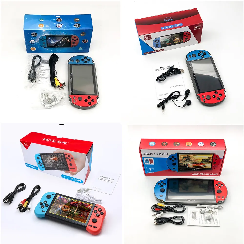 X12 PORTABLE GAME Players X7 Plus X50 Handheld Game Console HD Screen Video MP4 TV Music Players Inbyggda 10000 Classic 8GB/16GB Games E-Book för NES GBA FC Arcade