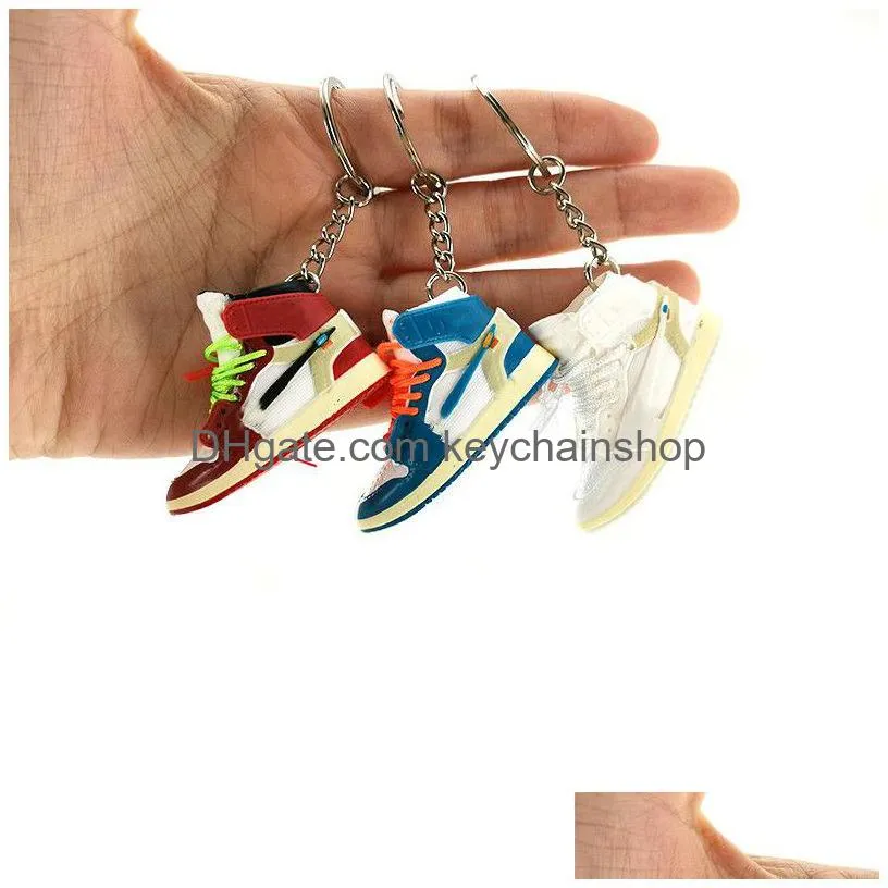 Keychains Lanyards Designer Mini Sneaker Keychain 3D Party Basketball Shoes Key Chain Decorative Pendant Birthday Gift Drop Delive Dhztg