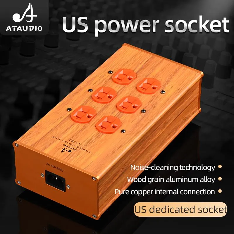 Adaptors HIFI power US row plug highpower wood grain aluminum alloy socket audio PA special power socket