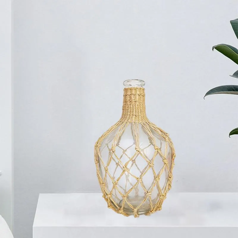 Vaser Blomma vas med nätbord Floralarrangemang Dekorativa glasprydnader för vardagsrumskontor Mantel Bedroom Farmhouse