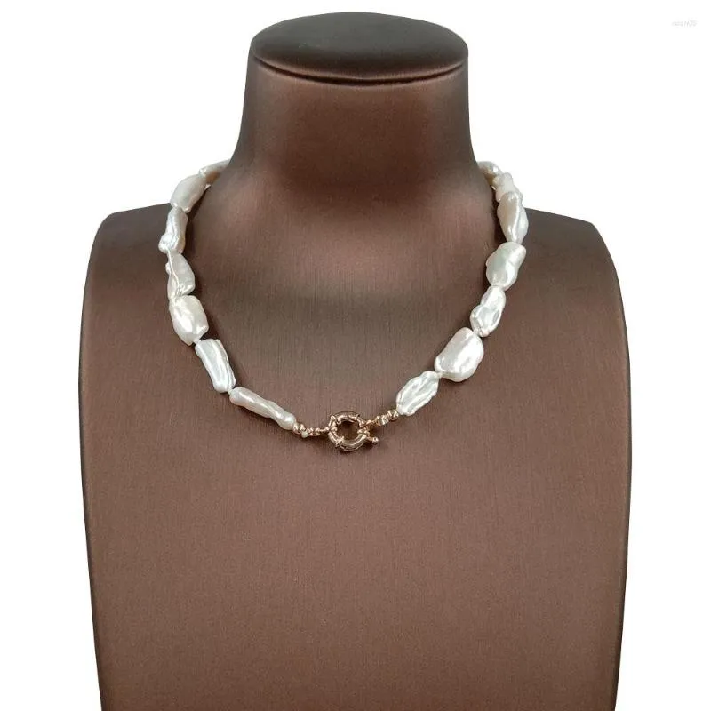 Kettingen 16 inch -22 Choker ketting Natuur zoetwaterparel ongeveer 9x25 mm Big Biwa Barok