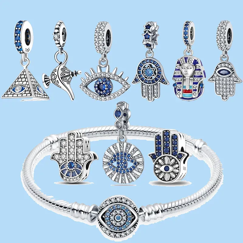 925 Sterling Silver Charms för Pandora smycken pärlor kvinnor smycken nya egyptiska farao demon öga