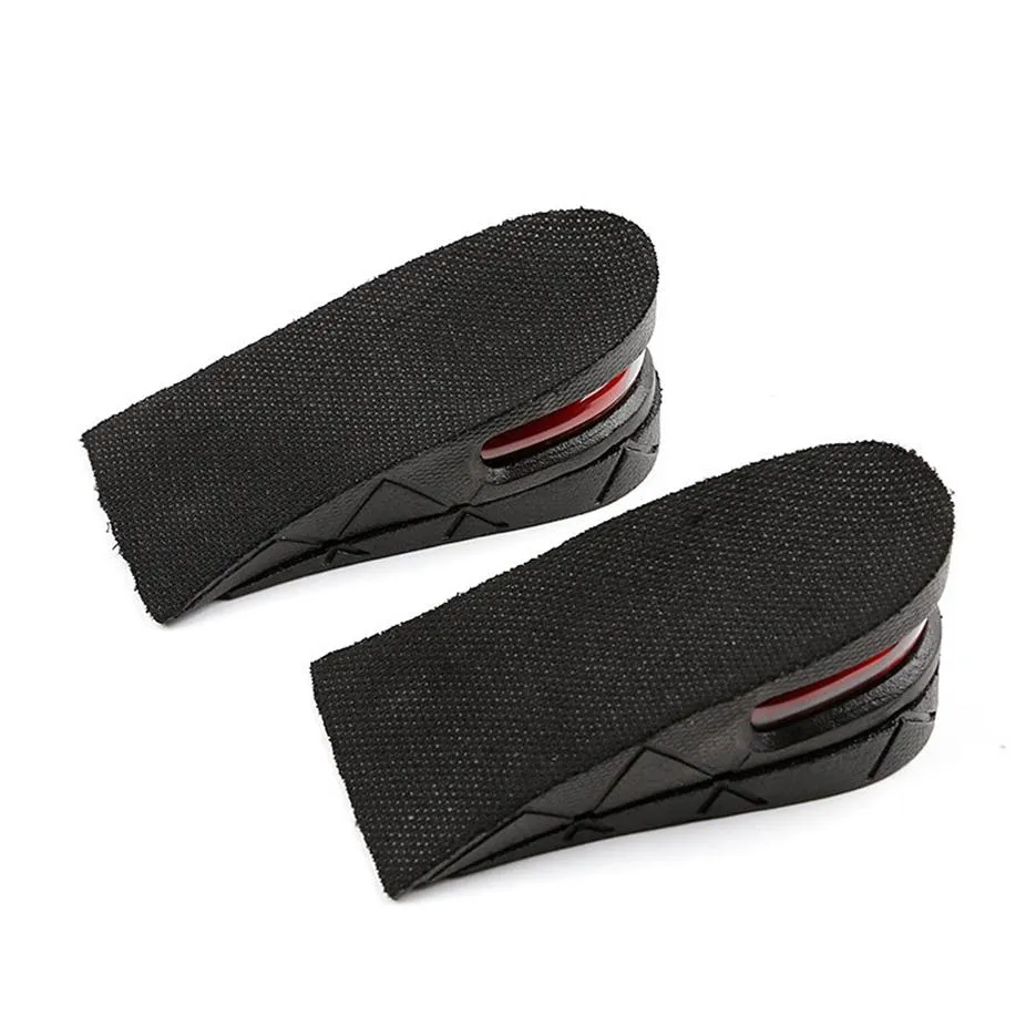 Unisex 2 Layer Heel Insoles Invisible Increase 5 cm Height Taller PVC Insole Shock Air Cushion Black Half Yard Pad Feet Care286L