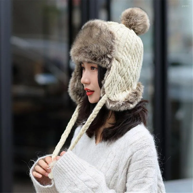 Beretten Stijlvolle bar Mooie hoed voor vrouwen houden Warm Winter Casual Wool Break Caps Earmuffs Zemmering Hoeden Dikke Ski Bone Skullies