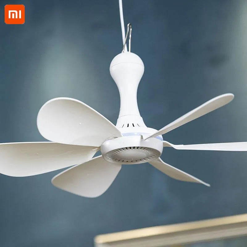 Fans Xiaomi Premium New 6 Leaves 220V Ceiling Fan Air Cooler Hanging USB Powered 16.5 inch Tent Fans Camping Outdoor Dormitory Bed