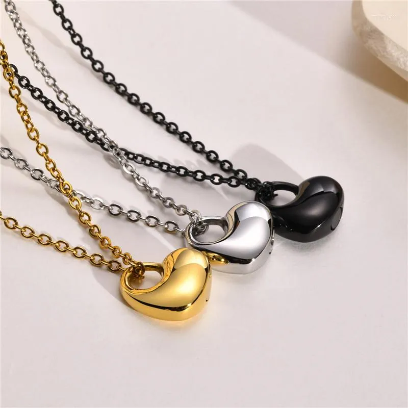 Chains KOTiK Fashion Black Gold Silver Color 316L Stainless Steel Urn Ash Heart Pendant Necklace For Women