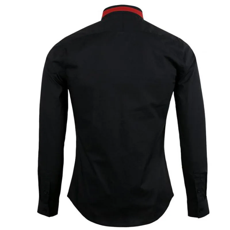 Luxury Flat Front Tuxedo Shirt With Star Embroidery Slim Fit Long