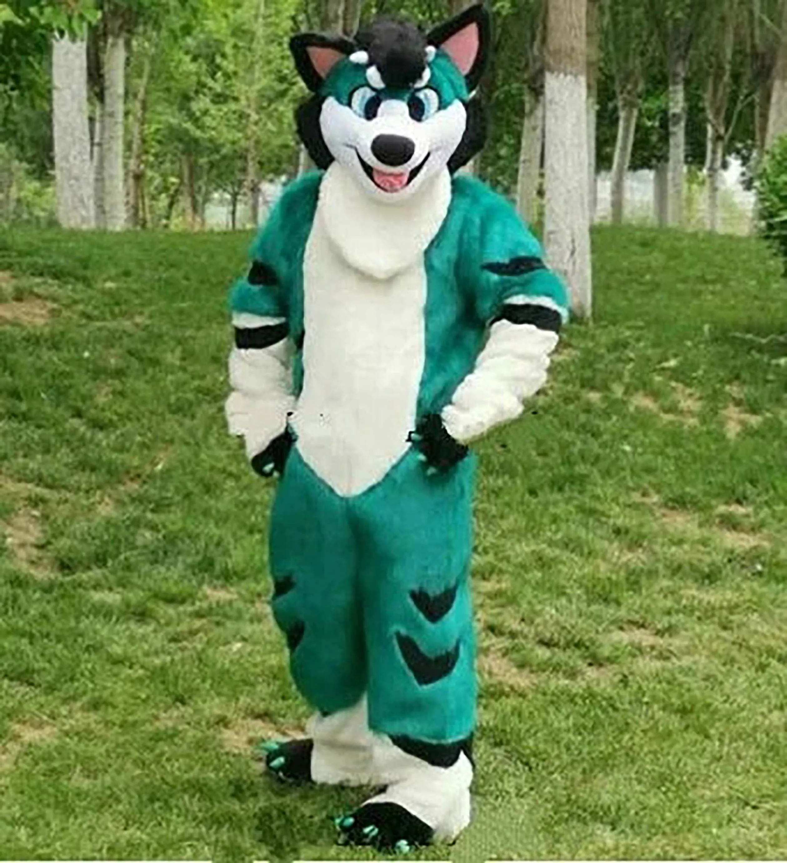 Factory Furry Husky Fox Medium Long Leather Mascot Costume