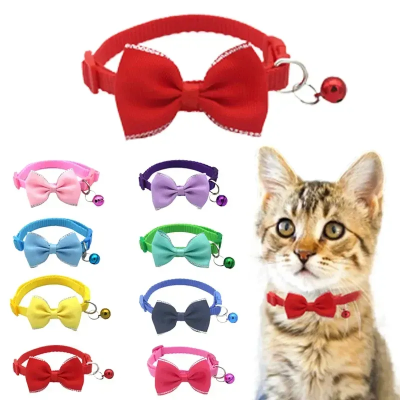 Collares para mascotas de 8 colores, nuevos collares con cascabel para mascotas, collares bonitos para gatos, suministros para mascotas, herramienta de vestir para mascotas ajustable Multicolor, accesorios para mascotas