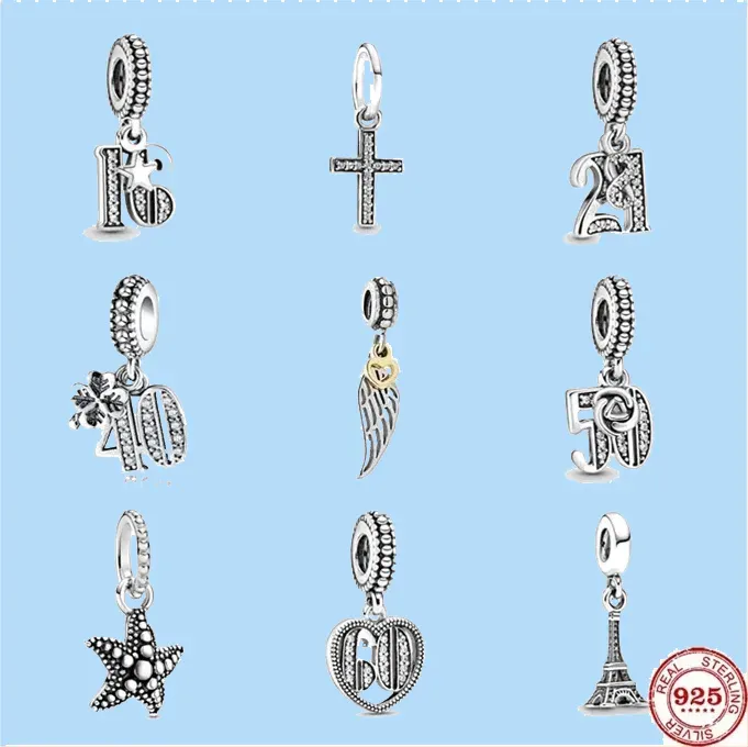 925 Sterling Silver Charms voor Pandora Jewelry Beads 16e 21e 40 50 60 Celebration -kralen