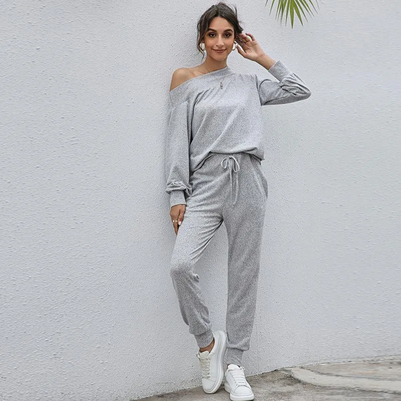 Women's Tracksuits 2023 Women Casual Suit Solid Knitted Pullovers And Long Pants High Quality Spring Summer Suits For Female Home Wear Cloth