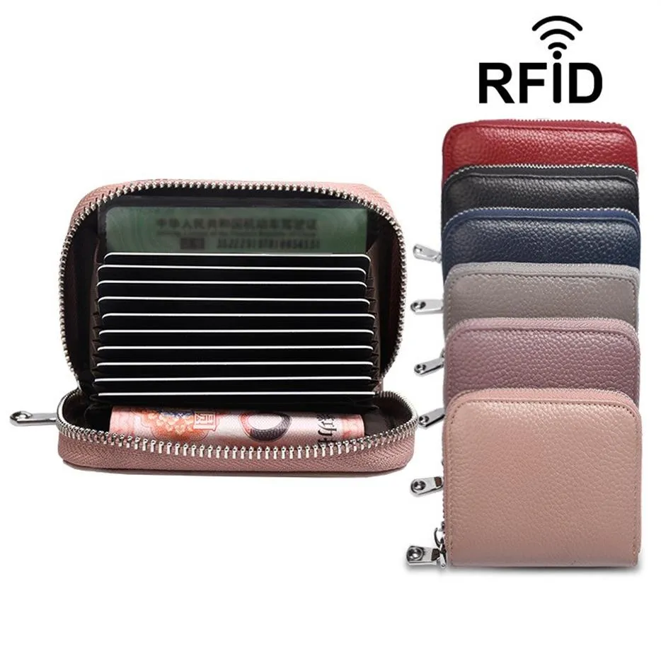 HBP 8 Hight Quality Fashion Men Kvinnor Real Leather Credit Card Holder RFID Card Case Coin Purse Mini Wallet151U