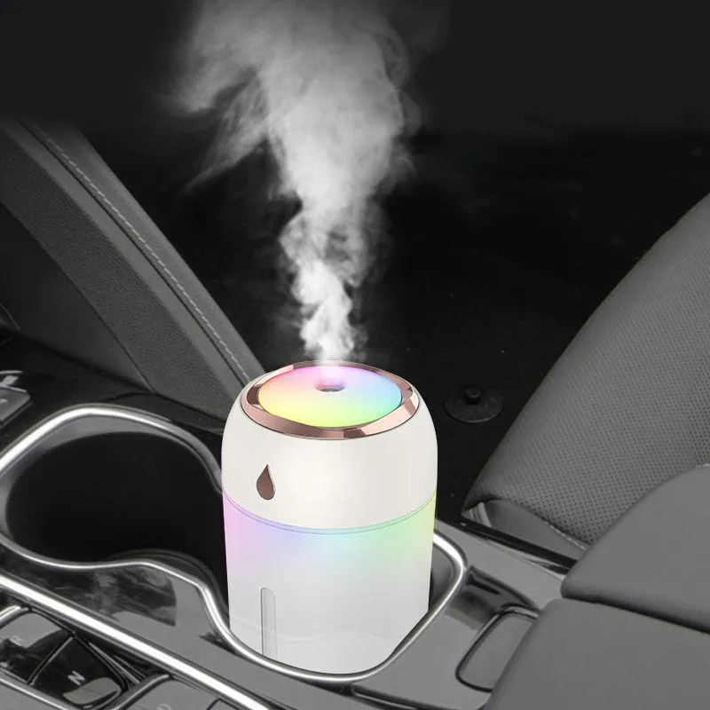 Elettrodomestici Umidificatore per auto USB Mini Diffusore di aromaterapia 330ML Umidificatore portatile Diffusore di nebbia per auto domestica con lampada notturna a LED