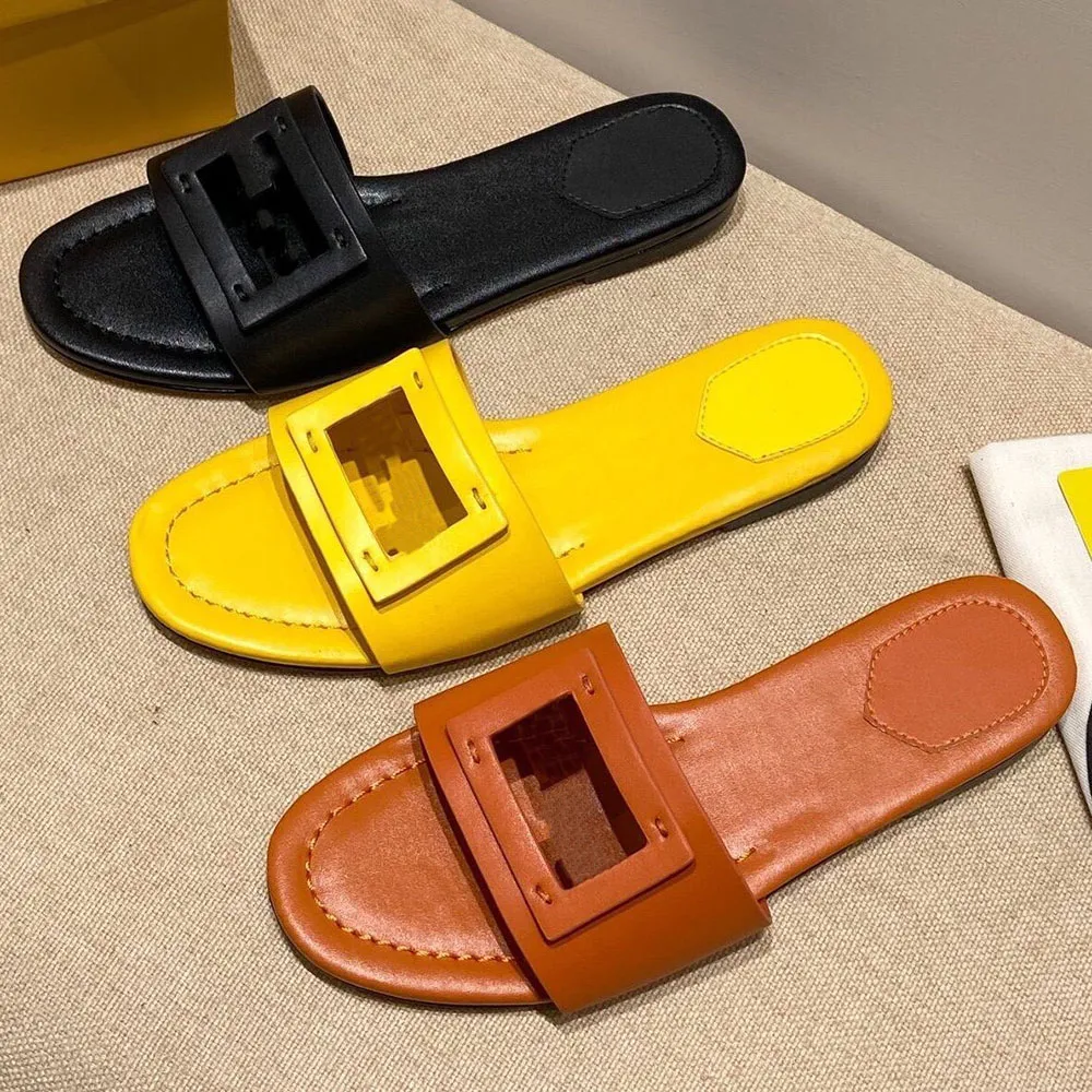 Diseñador Cueros de lujo Baguette Sandalias de cuero para mujer Sandalias de banda ancha Sandalias de playa para mujer al aire libre Zapatillas de cuero de piel de becerro Zapatillas de caminar cómodas para mujer