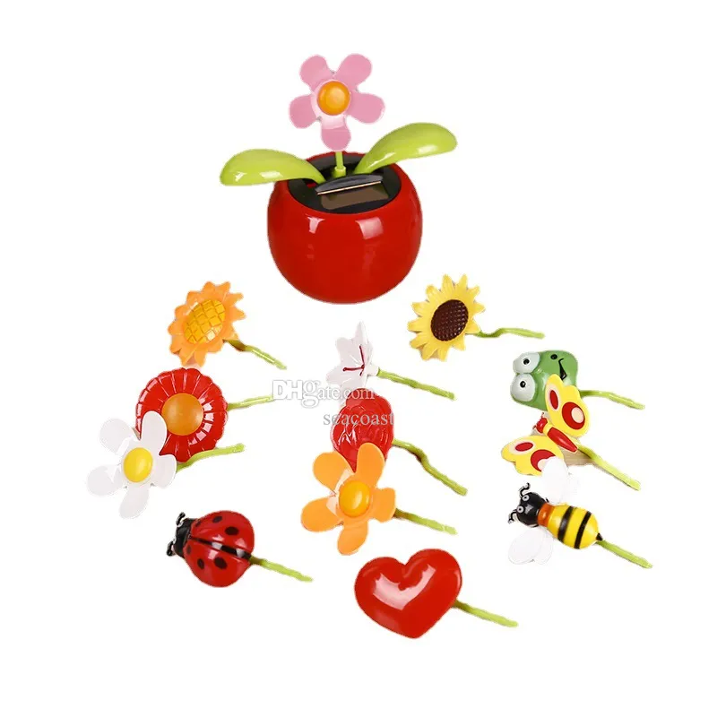 Décorations de voiture de fleurs dansantes à énergie solaire, 50 pièces, fleurs solaires animées oscillantes pour voitures, fête, accessoires de