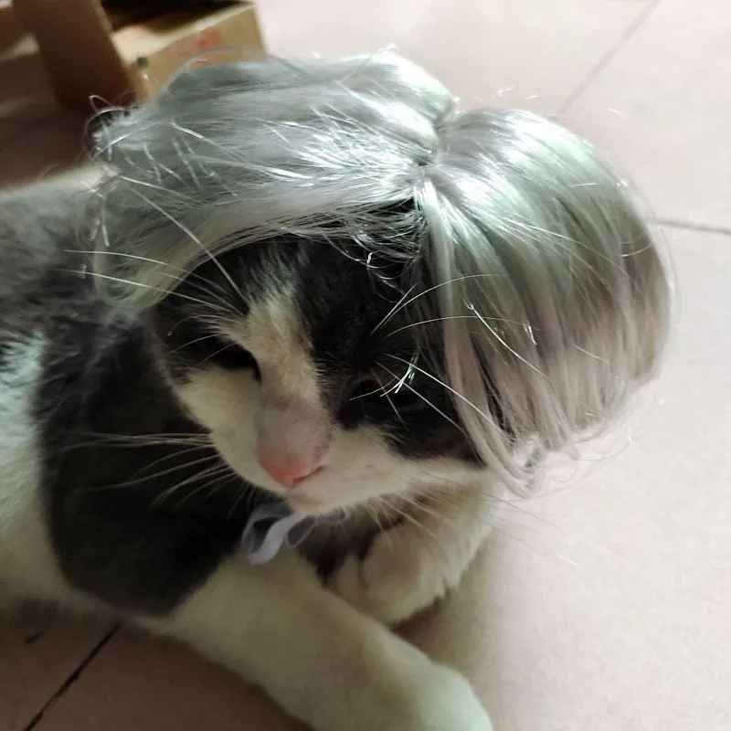 Pet Wigs Cosplay Props Funny Dogs Cats Cross-Dressing Hair Hat Costumes Head Accessories For Halloowen Christmas Pets Supplies