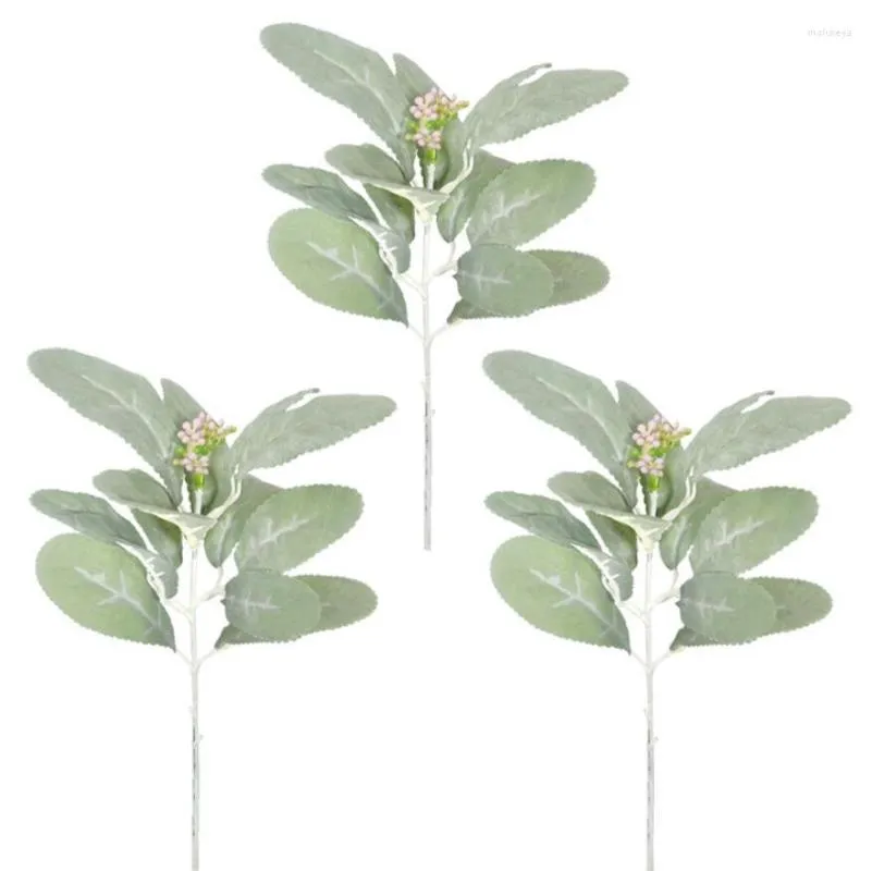 Decorative Flowers 5pcs Artificial Flocking Auricular Flower Branch For Plant Wall Background Wedding Party Home Garden Al Office Bar