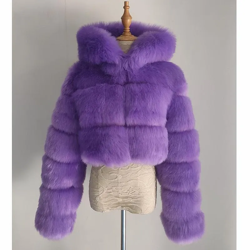 Dames bont faux dames jassen luxe jas katoenen capuchon winter grote maten bovenkleding dikker warme vrouwelijke korte jassen