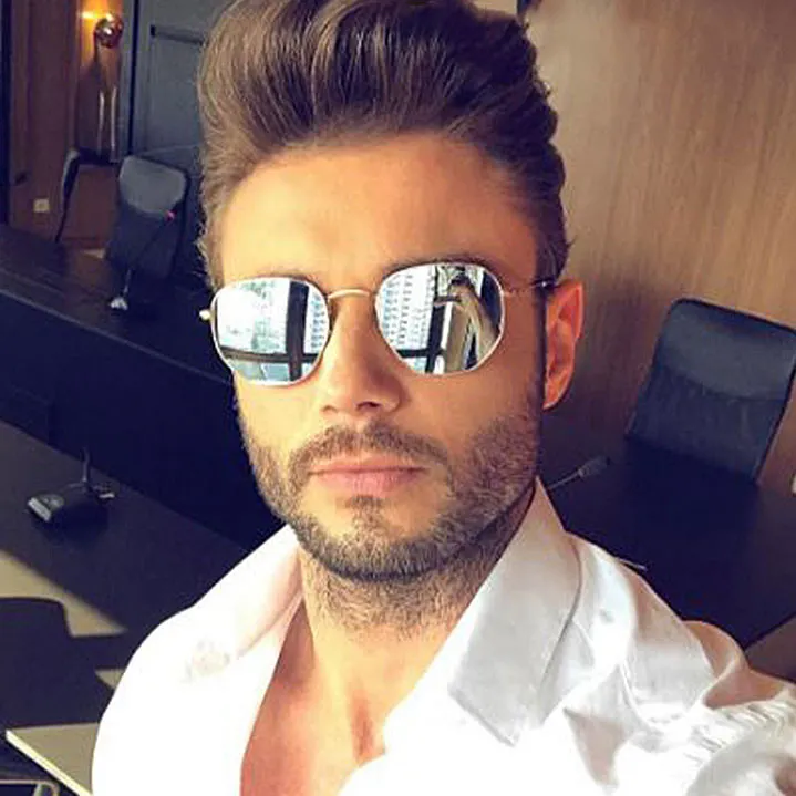 Hexagon sunglasses men on sale