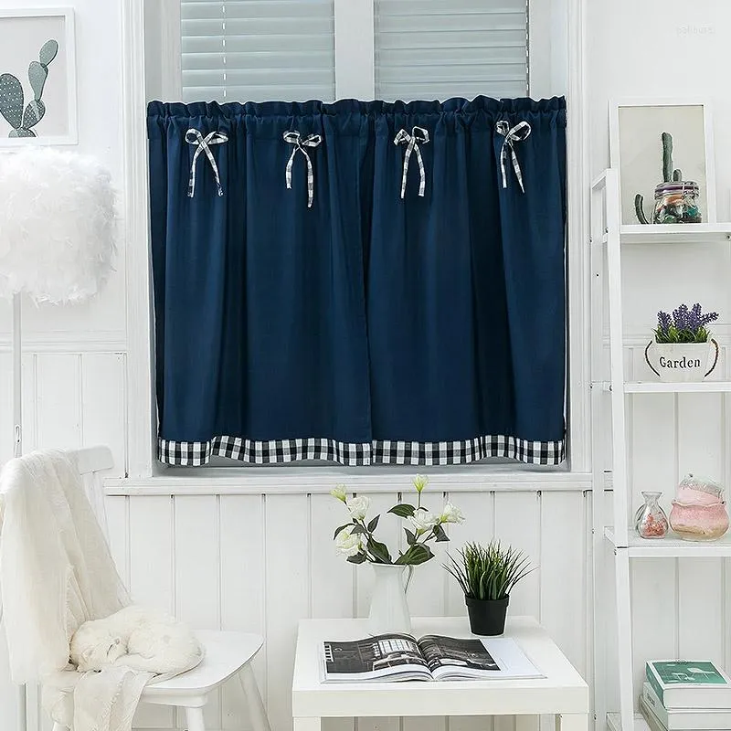 Cortina grade curta cortinas de janela de sacada para a porta de cozinha Decoração de painel de painel separado cortinas de decoração