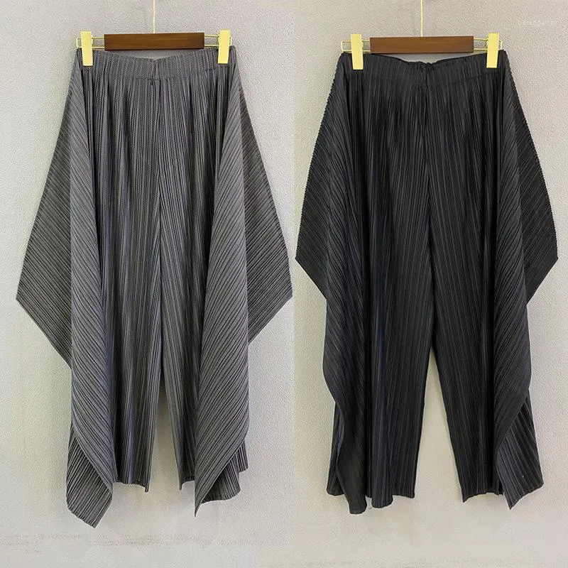 Calças femininas Miyake Pleated Spring e Summer Design Kelpe