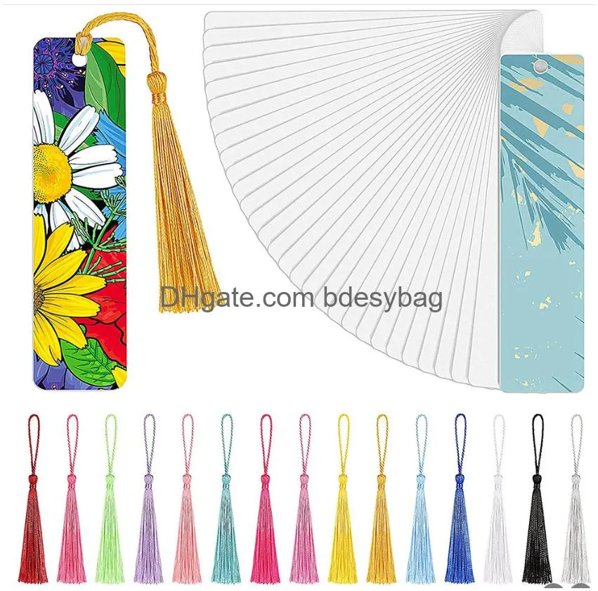 Sublimation Blanks Bookmark Double Sides Printable Aluminum Metal Bookmarks Bk Diy With Hole And Tassels Drop Delivery Office School Dhos6