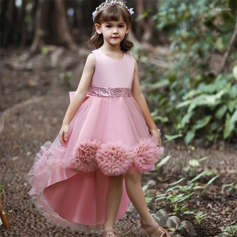 الفساتين غير الرسمية لباس الأطفال فستان الأميرة الفتيات مقطورة المقطورة البيانو
