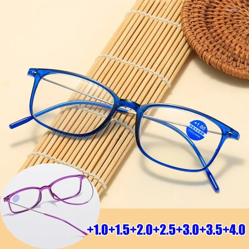 Zonnebril vierkante TR90 leesbril vrouwen mannen vintage ultralichte presbyopia brillen brillen met diopter retro anti-blauw flexibele bril