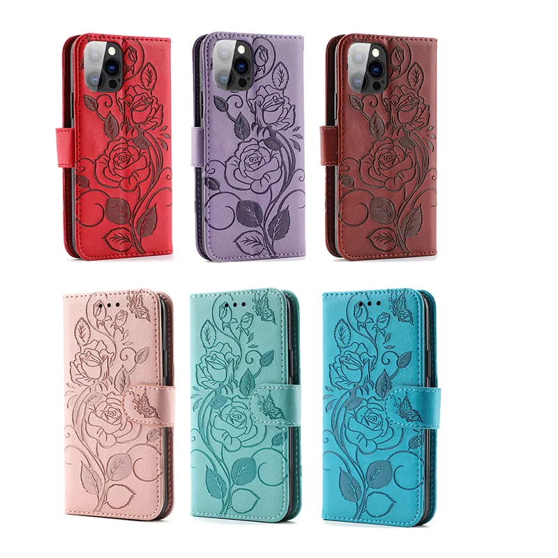 Casos de telefone da carteira para iPhone 13 12 11 Pro Max XR XS x 7 8 Samsung Galaxy S21 S20 Note20 Ultra Noto10 S10 Plus Padrão de Flor de Flor Lace PU