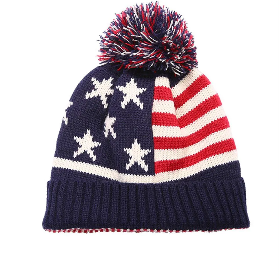 Winter Keep Warm Knit Acrylic Beanie for Man Women knitted Hats for National Flag Unisex Couple Beanies Hat Whole327x