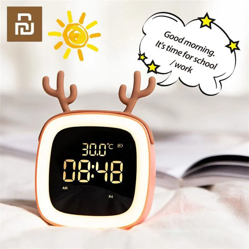 Akcesoria Youpin Creative LED nocne światło z termometrem Kreskówka Kreskówka Śliczny alarm dla zwierząt świąteczny Sypialnia USB