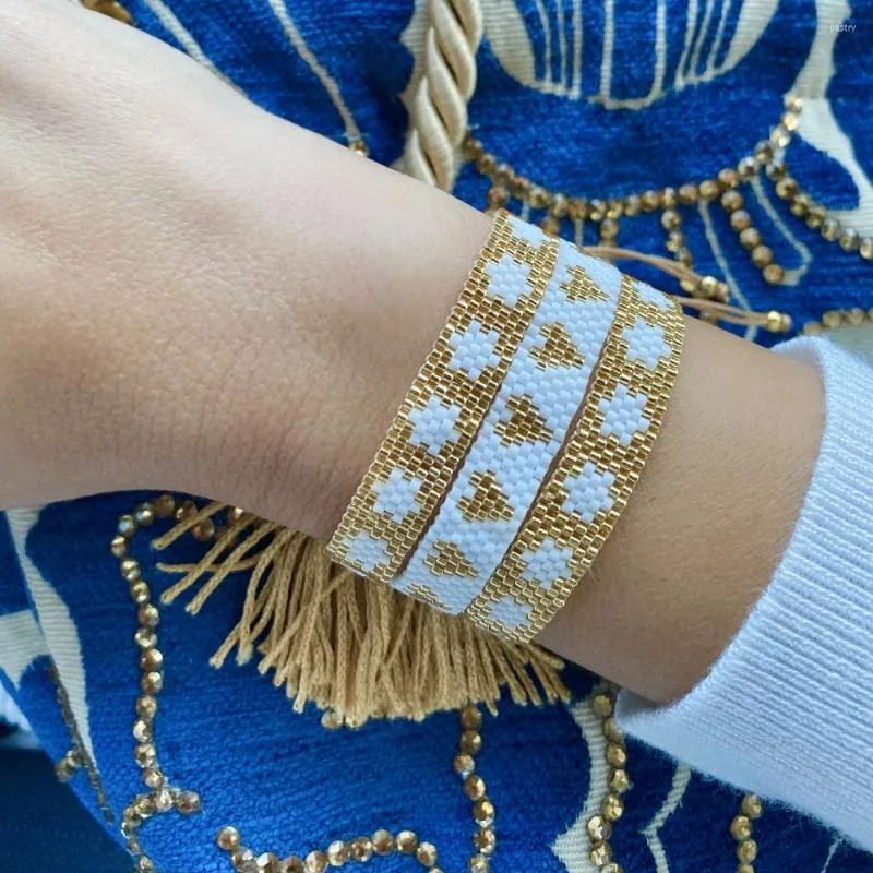 Pulseras con dijes Go2boho Miyuki, conjunto de Pulsera ajustable para Mujer, regalo, patrón de corazón de estrella, joyería, Pulseras para Mujer, accesorios para Mujer, gota