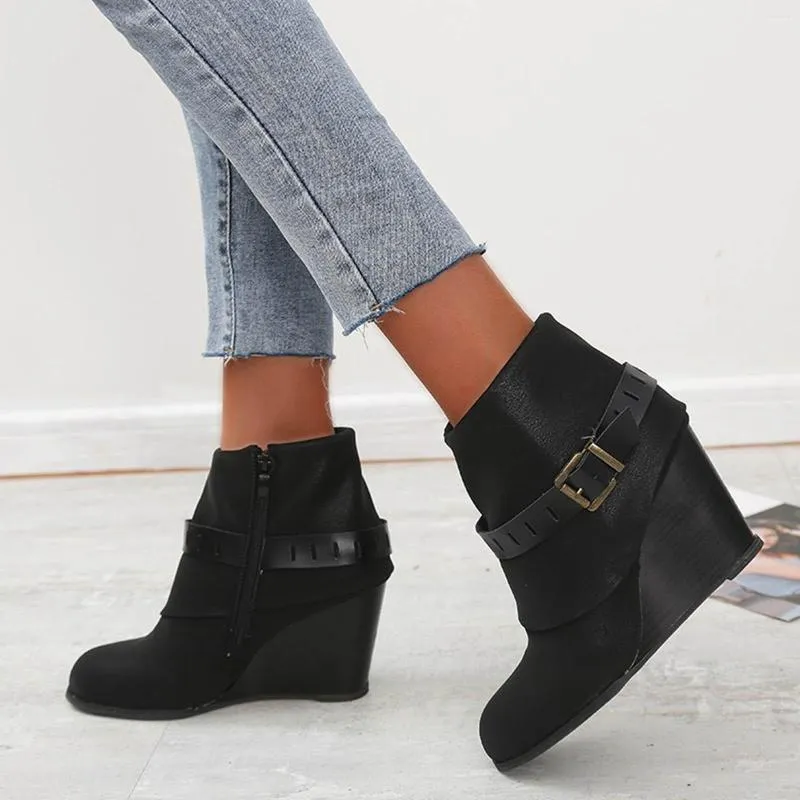 Wide width wedge ankle boots sale