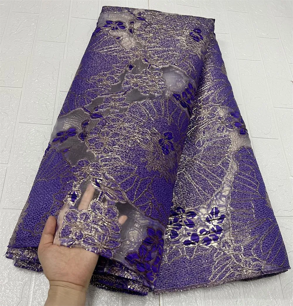 Tessuto 2022 di Alta Qualità Africano Nigeriano Tulle Tessuto di Pizzo Organza Del Ricamo Guipure Abito Del Partito Del Vestito Broccato Jacquard Francese 5Yard