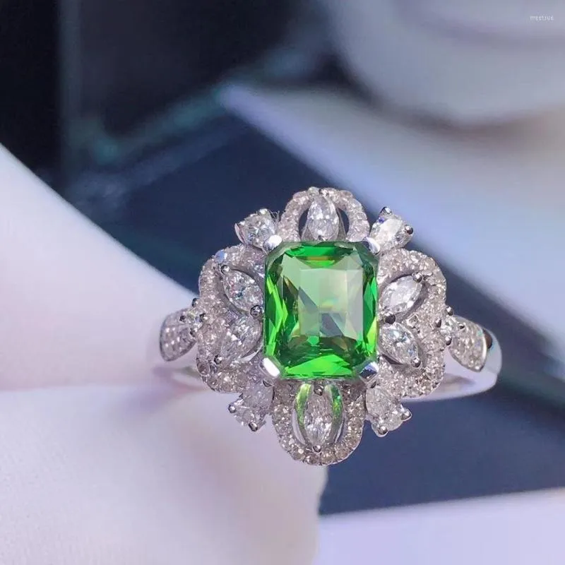 クラスターリングH608 Tsavorite Ring Fine Jewelry 18 K Gold Natural Heating 1.77Ct Gemstones Diamonds Female Wedding