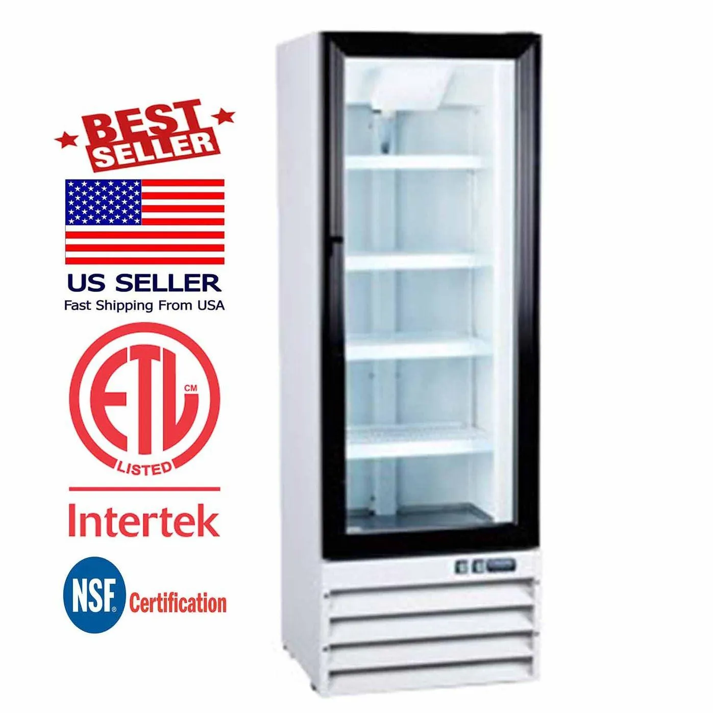 Refrigerator NSF ETL NEW 60 Inch High Glass Door Refrigerator Cooler Beverage Merchandiser 22" x 22" x 63" G258BMF