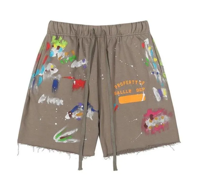 Men039sショーツアメリカンファッションブランドギャラリーdepts Handpainted Splash Printing Pure Cotton Terry Shorts Fog High Street 5p1271202