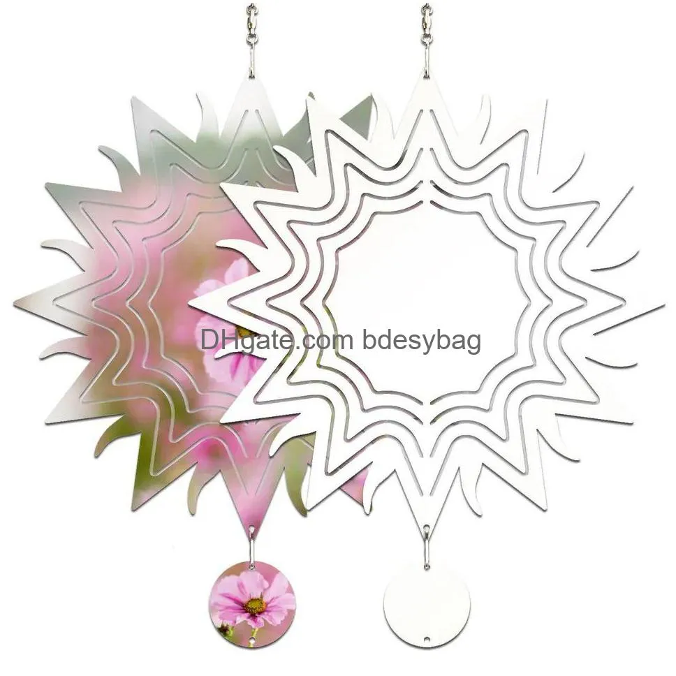 Sublimation Blanks Wind Spinner Products Aluminum Sun Shape Chime Hanging Ornament For Yard Garden Decoration Drop Delivery Office S Dhivf