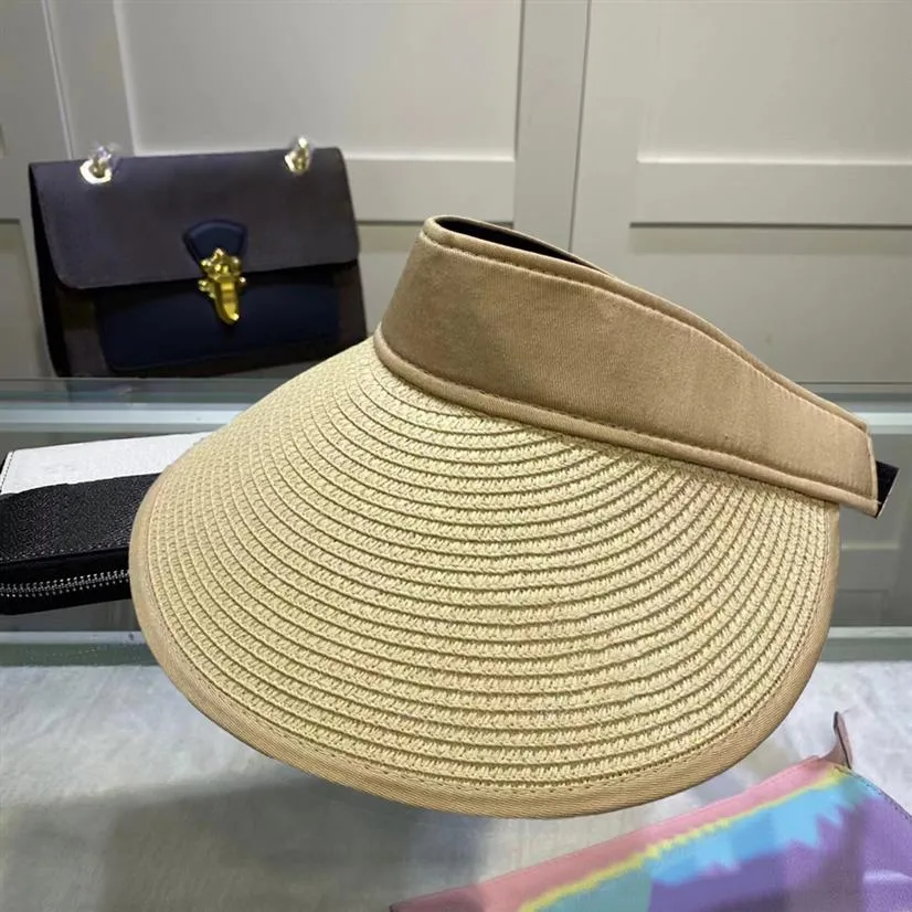 Mens Women Designer Beach Caps Visir Summer Letters broderade hattar Högkvalitativ män Kvinna Straw Hat Travel Cap Casquette 6 Colo221Z